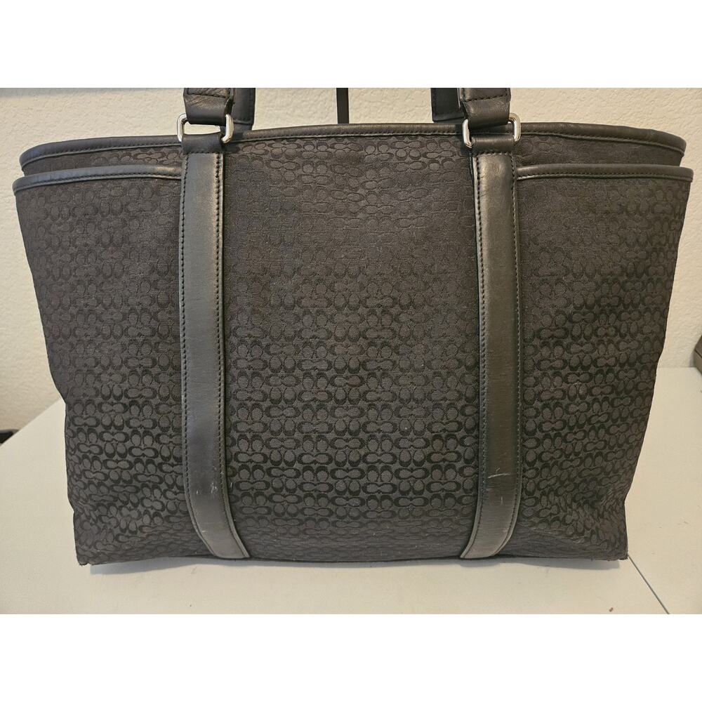Coach F77014 Vintage Large Signature C Canvas Leather Trim Tote Bag 16x12 *read - Picture 7 of 16
